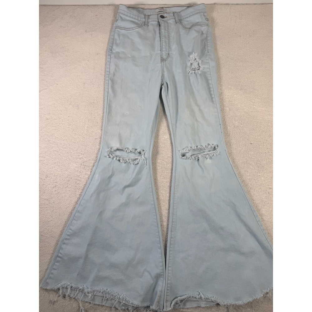 Vibrant MIU Flare Jeans Womens 13 Light Blue Good Distressed Bell Bottom P1755